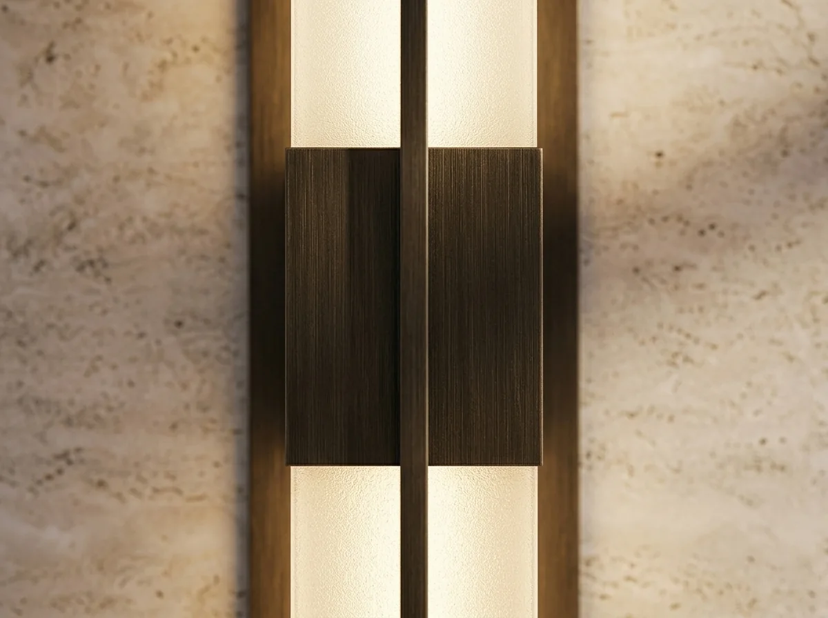 bronze-linear-wall-sconce-frosted-glass-close-up