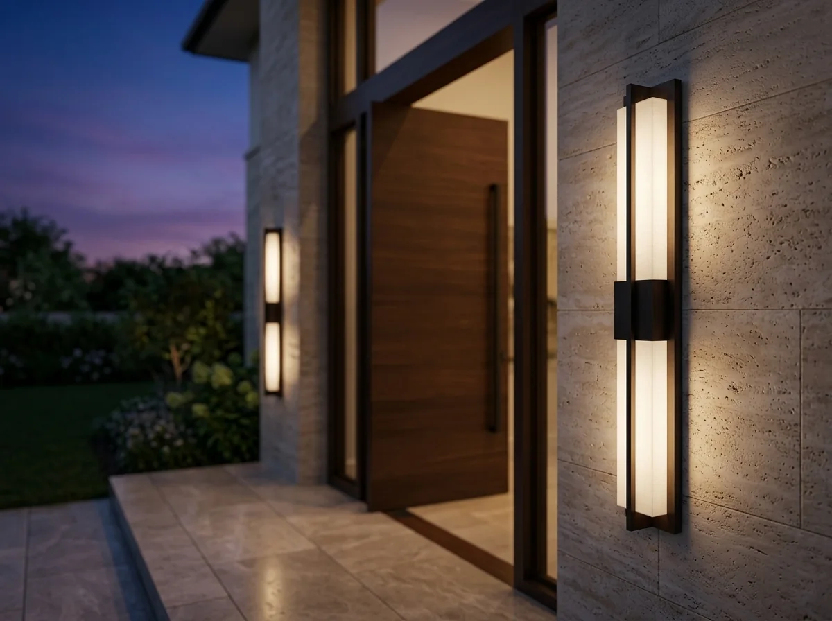 bronze-linear-wall-sconces-luxury-entrance