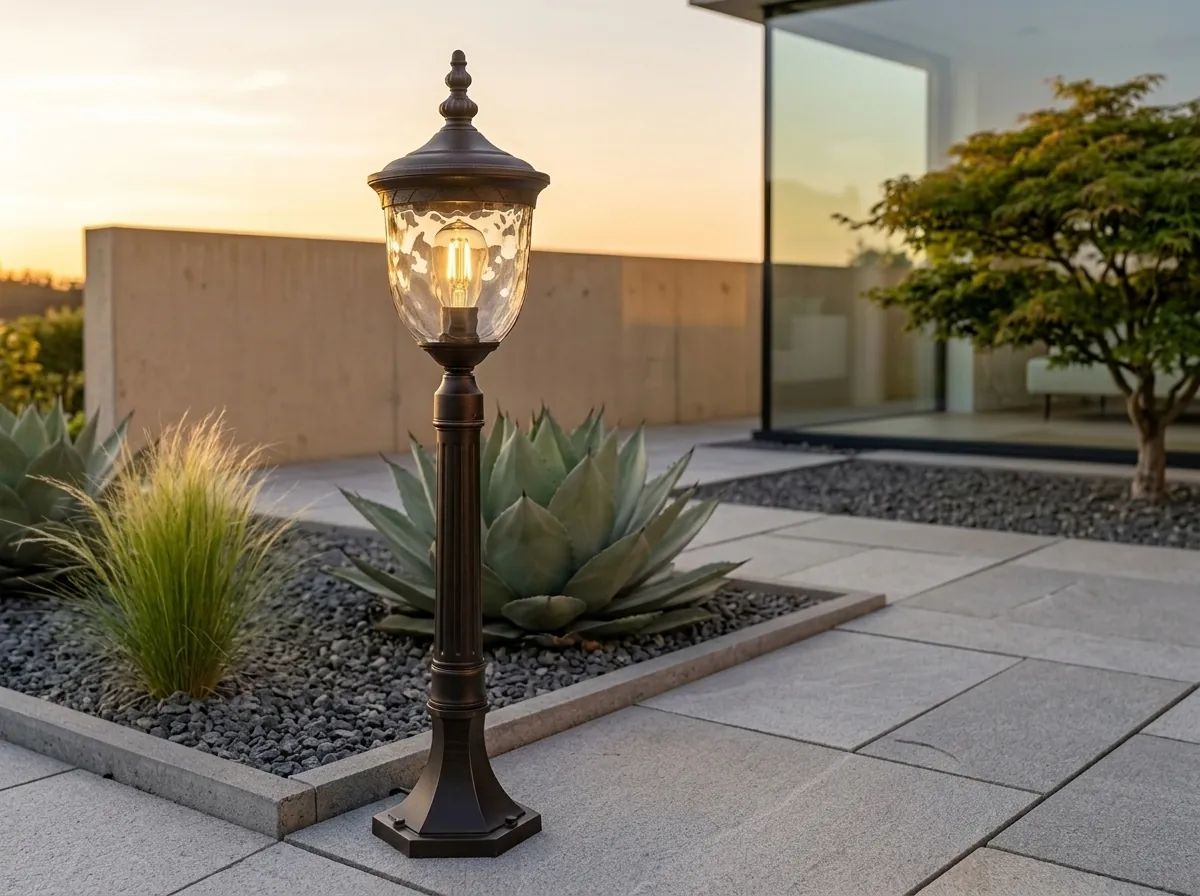 classic-bronze-garden-post-lamp-courtyard