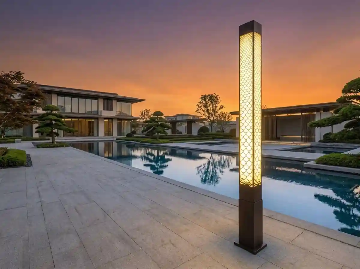 decorative-linear-post-light-villa-pool