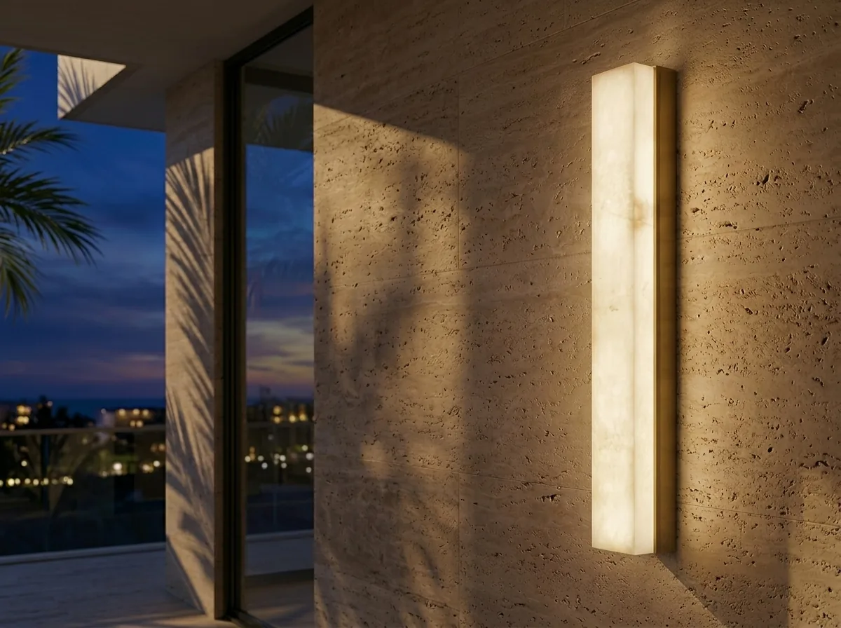 marble-linear-wall-sconce-travertine-night