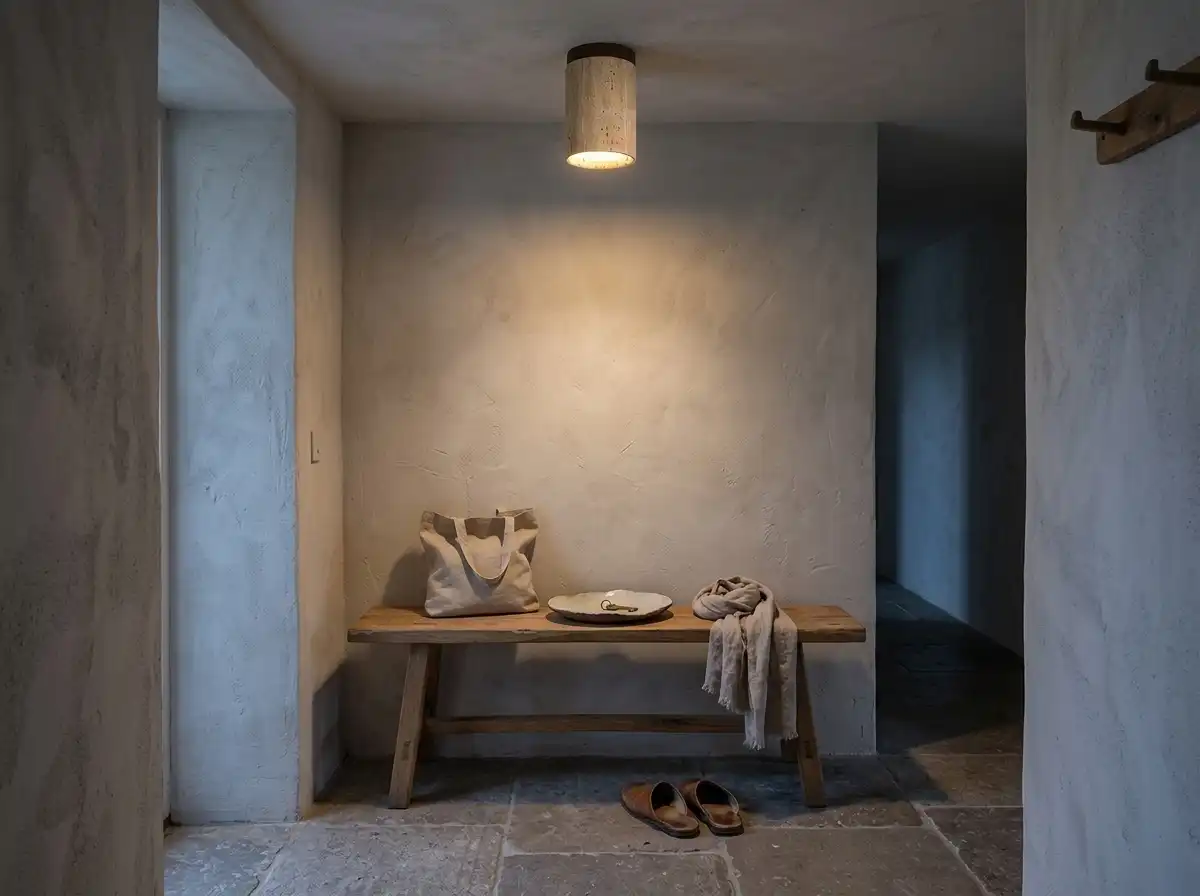 natural-travertine-cylinder-ceiling-light-entryway