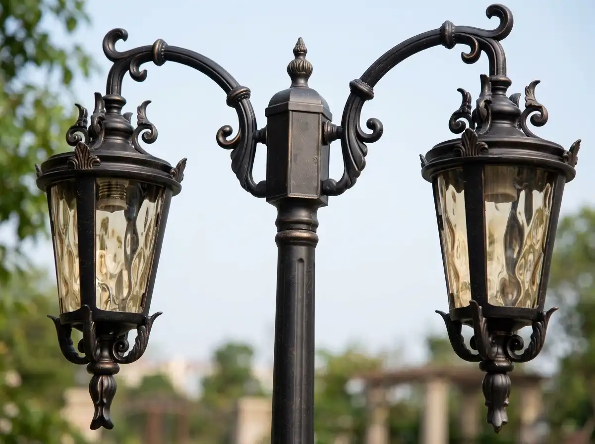 ornate-double-head-garden-lamp-post-lantern-detail