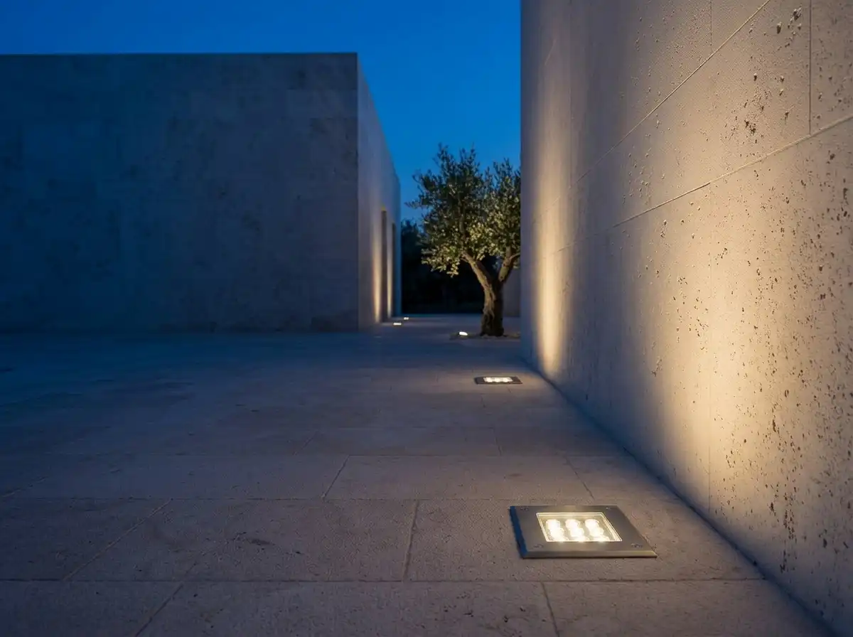 square-bollard-light-stone-wall-front-view